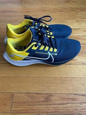 Nike Air Zoom Pegasus 38 Shoes Mens Size 9.5 Blue Yellow University Of Michigan